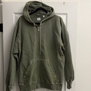 Men's Full-Zip Hooded Sweatshirt in Olive Green